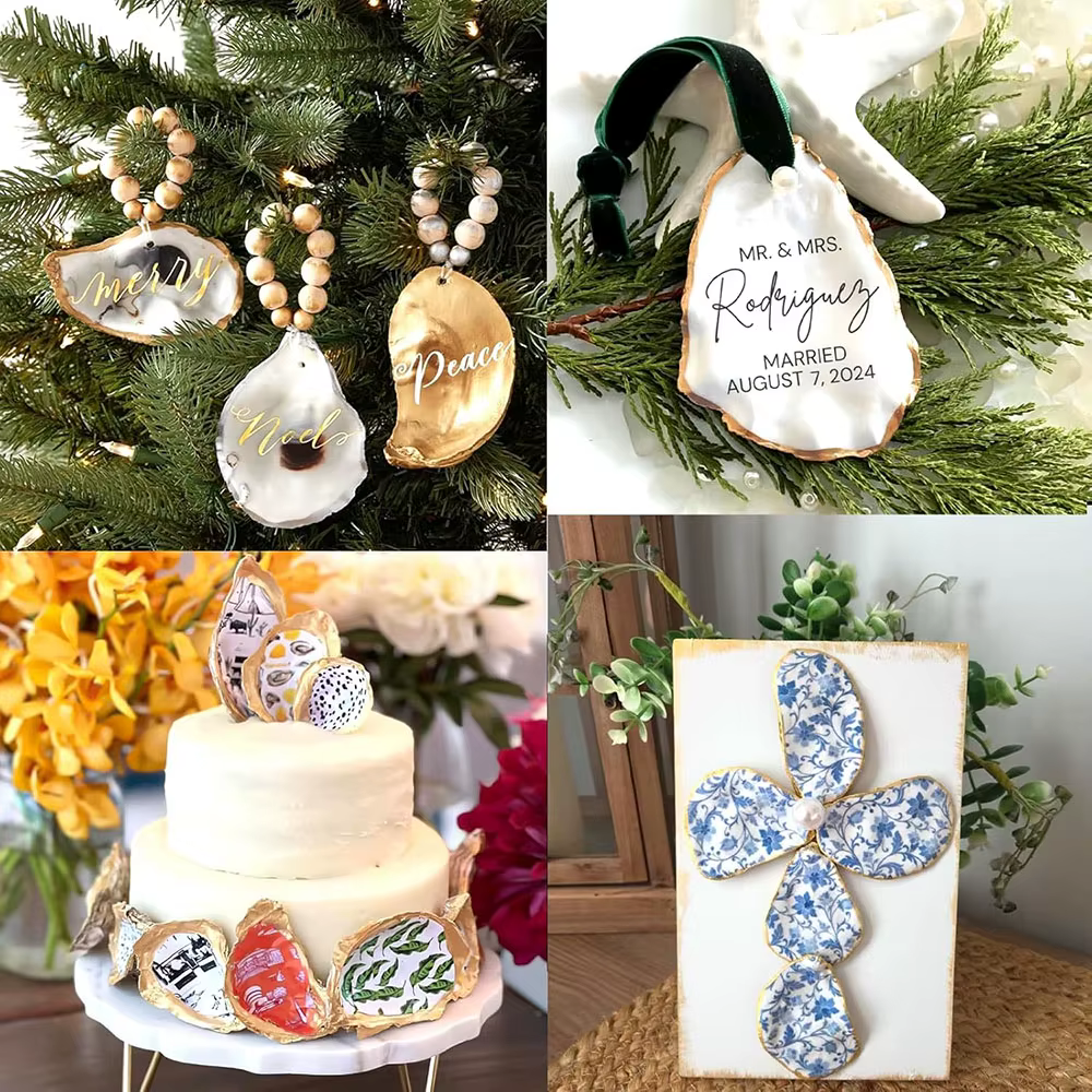 Petites coquilles d'huîtres plates pour l'artisanat, coquilles d'huîtres naturelles nettoyées pour la peinture, décoration de mariage DIY, art des coquillages côtiers de Noël
