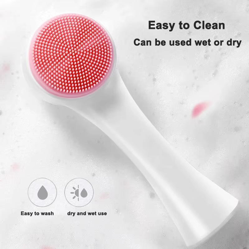 Brosse faciale Double face avec poils en Silicone souple