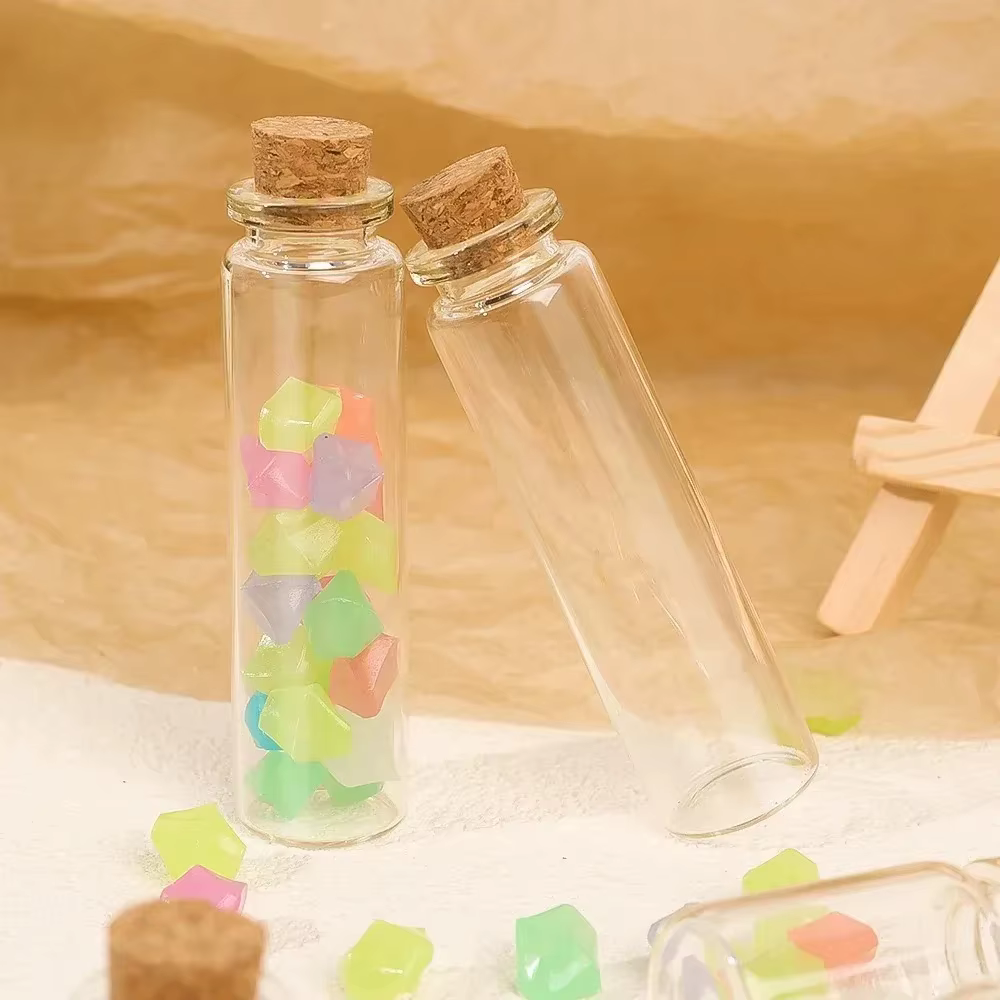 Bouteilles en verre avec bouchon en liège, 20/10 pièces, bricolage, cadeau d'anniversaire, Message vide Transparent, bouteille de souhait, décor de fête de mariage et de noël