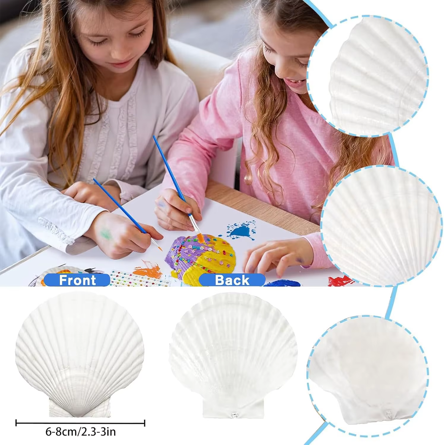 Coquilles de pétoncle naturelles 2.3 ''-3'', coquilles de mer blanches pour la fabrication artisanale, la peinture à la main, la fête sur le thème de l'océan et la décoration de la maison