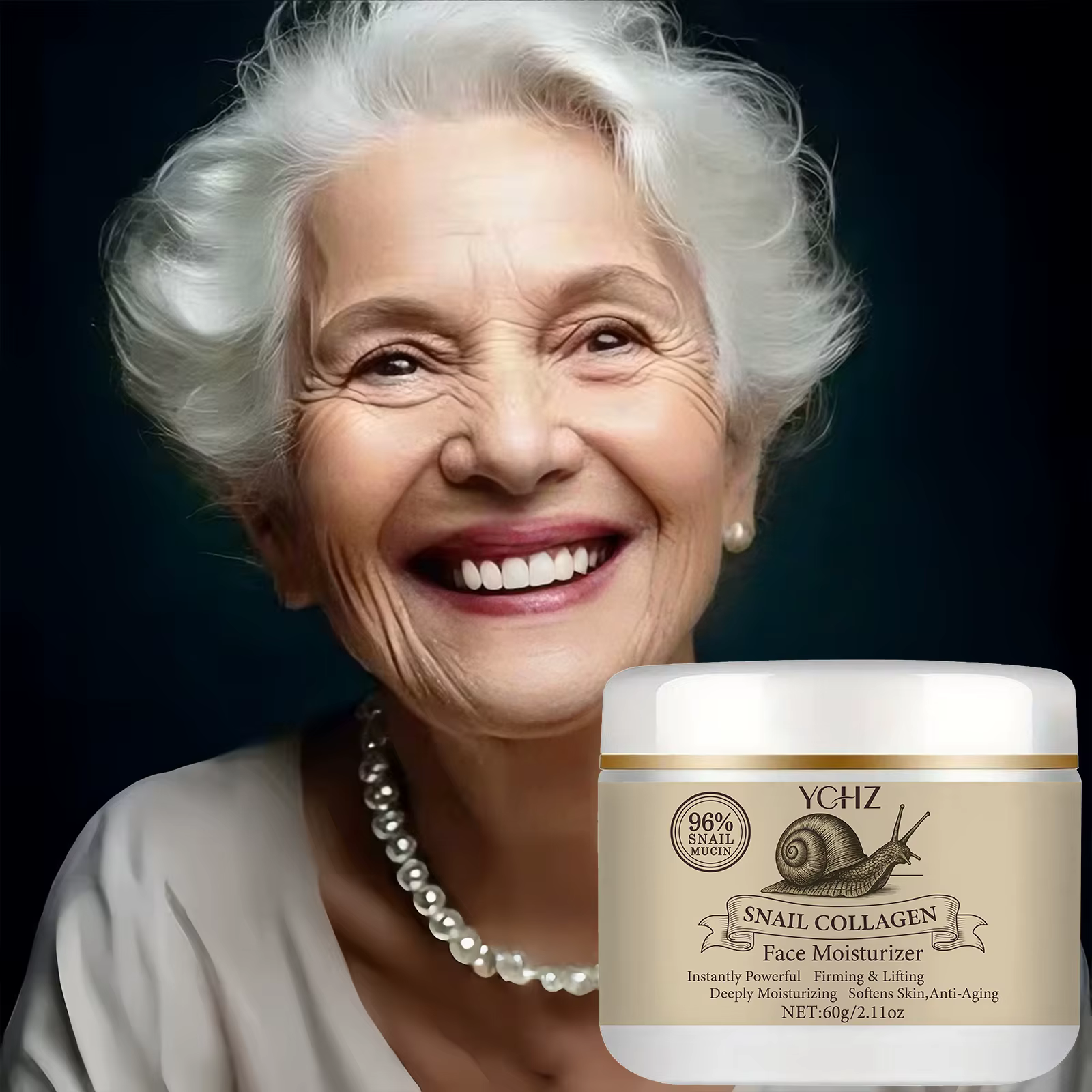 Crème à la sécrétion d'escargot et au collagène - 60g - Hydratation 24h - Lissage instantané - Contient 96% de mucine