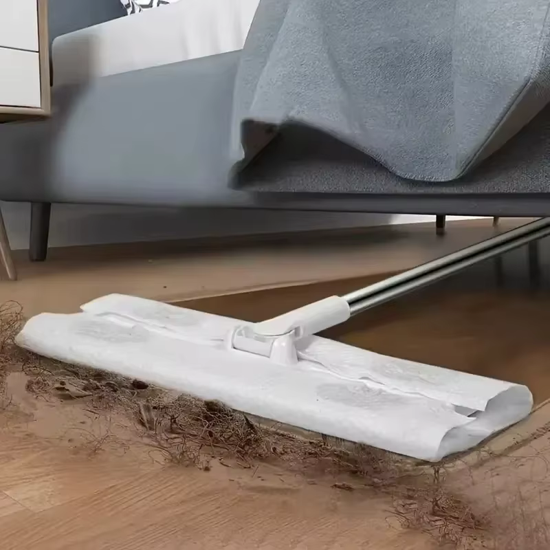 360 ° Serpillères plates avec nettoyage sans effort avec tampon de vadrouille jetable, grattoir de nettoyage pour le nettoyage des sols des carreaux stratifiés en bois dur