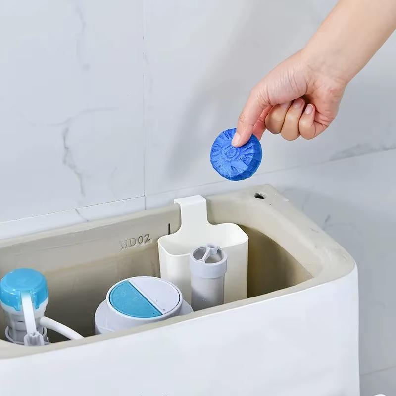 Distributeur de nettoyant solide pour toilettes - Pièce de rechange pour réservoir, Boîte tampon nettoyante pour cuvette de toilettes, Distributeur suspendu à libération lente, Prolonge le temps de ne