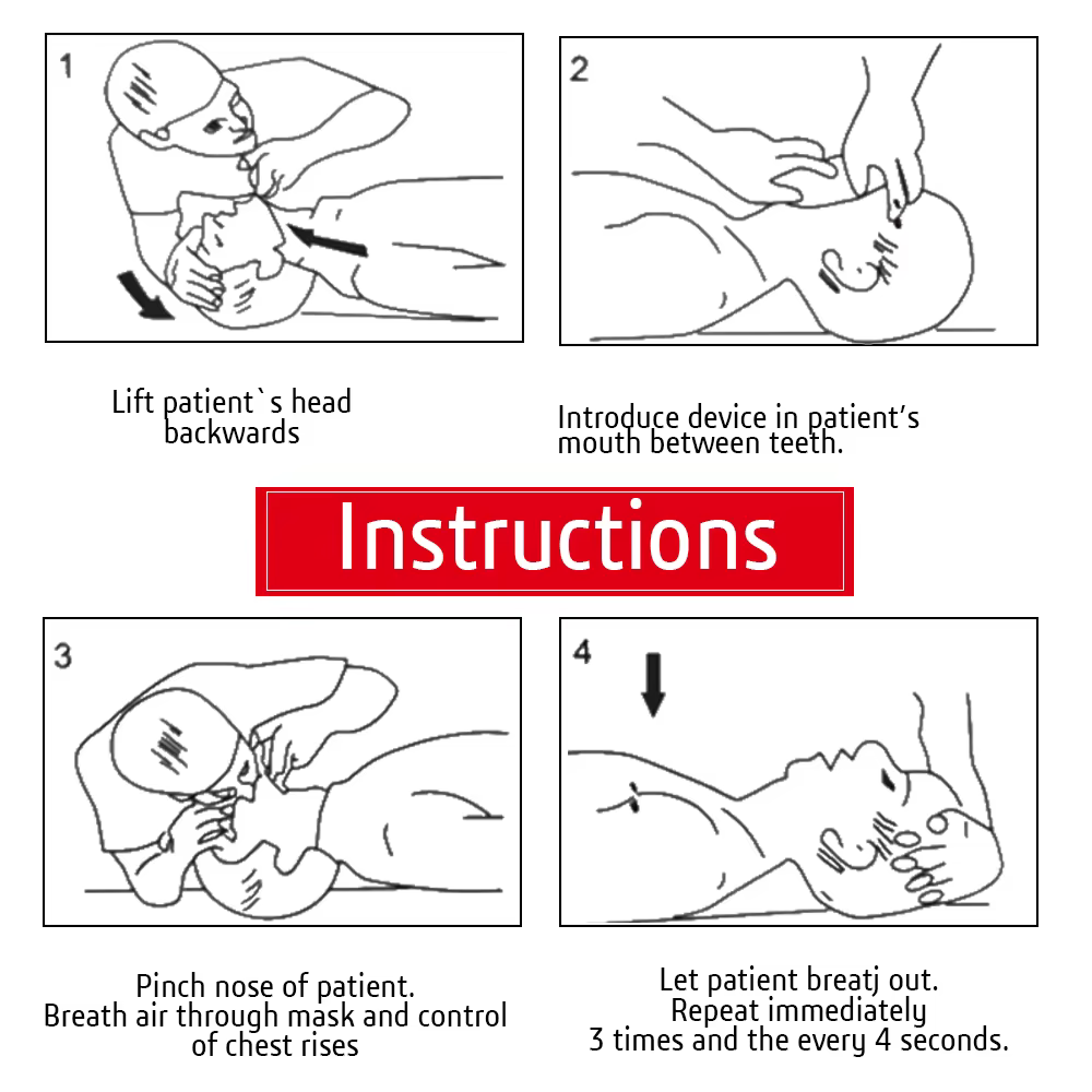 Lot de 1 à 10 masques de réanimation d'urgence professionnels pour la réanimation cardiorespiratoire (RCP) et les premiers secours en extérieur, avec porte-clés