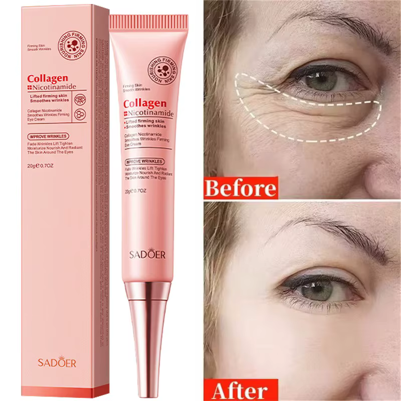 Crème Contour des Yeux Anti-Rides Instantanée au Collagène – Élimine les Ridules
