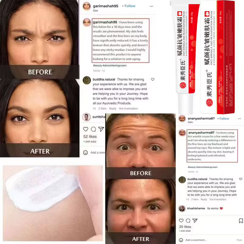 Crème Visage Anti-Âge Instantanée Anti-Rides, Raffermissante, Liftante, Atténue les Ridules, Éclaircissante, Hydratante, Illuminatrice, Resserre la Peau