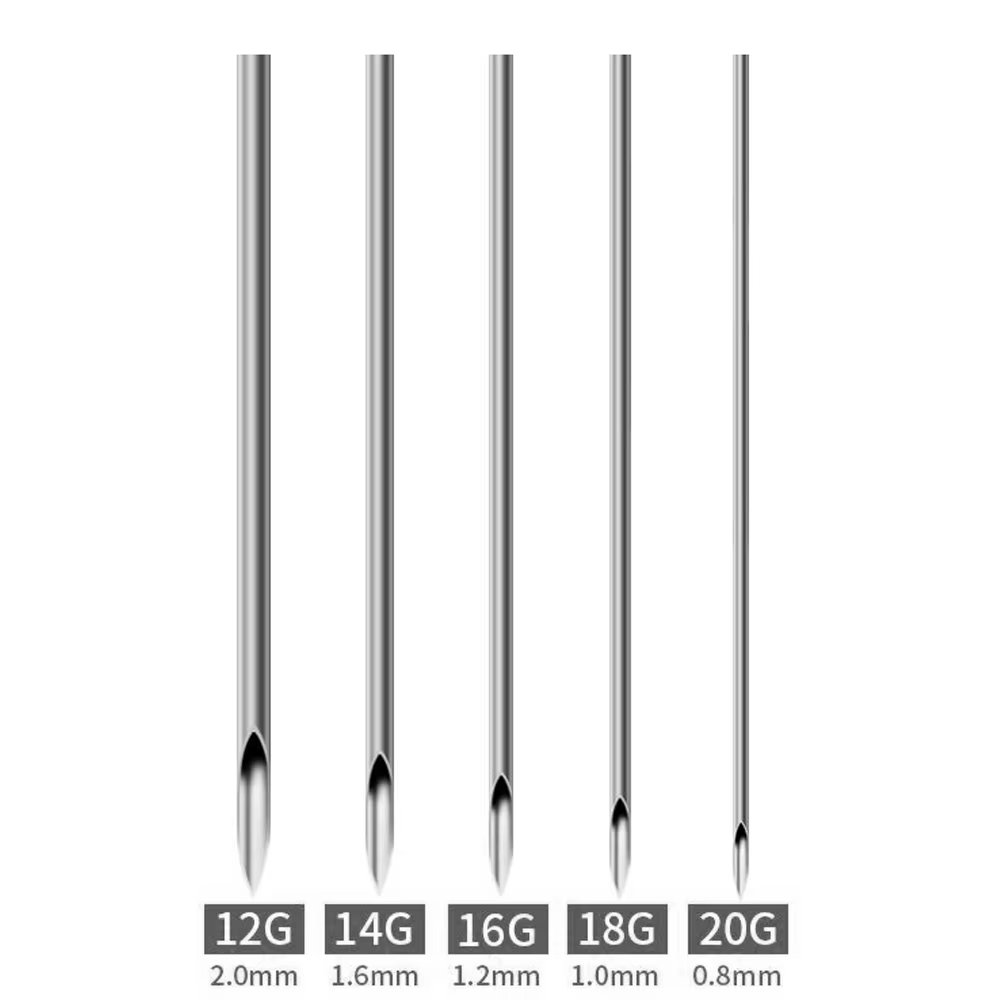 100-10 pièces aiguilles de perçage corporel 12G 14G 16G 18G 20G jetables stérile de qualité chirurgicale nombril mamelon lèvres aiguilles de perçage