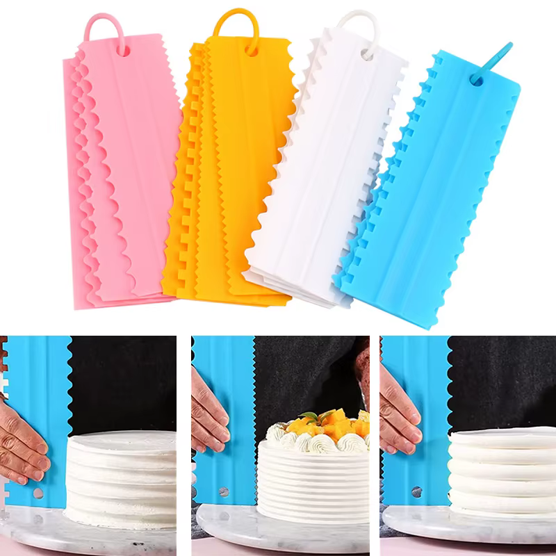 Grattoir à crème, spatules à bord de dents irrégulières, grattoir de cuisson de gâteaux, trancheur de gâteau Fondant, outils de coupe de pâtisserie, bricolage de décoration