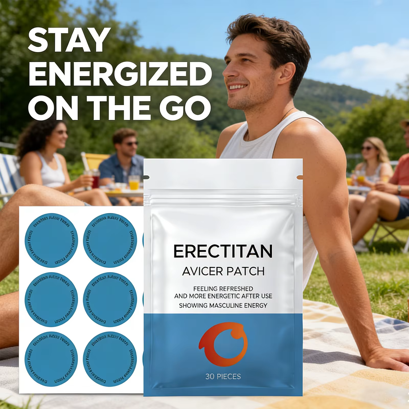  Patchs de Soin Corporel Quotidien Revitalisants pour Hommes : Énergie Masculine et Vitalité Fonctionnelle Maintenues