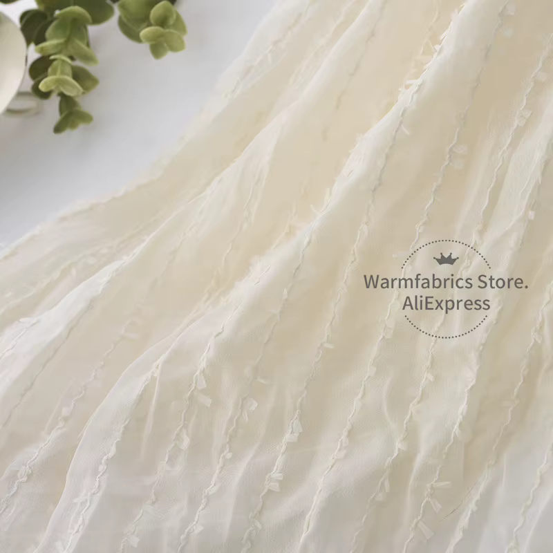 Tissu de robe en mousseline froissée au design populaire, tissu jacquard de luxe, polyester, crêpe, mousseline, georgette