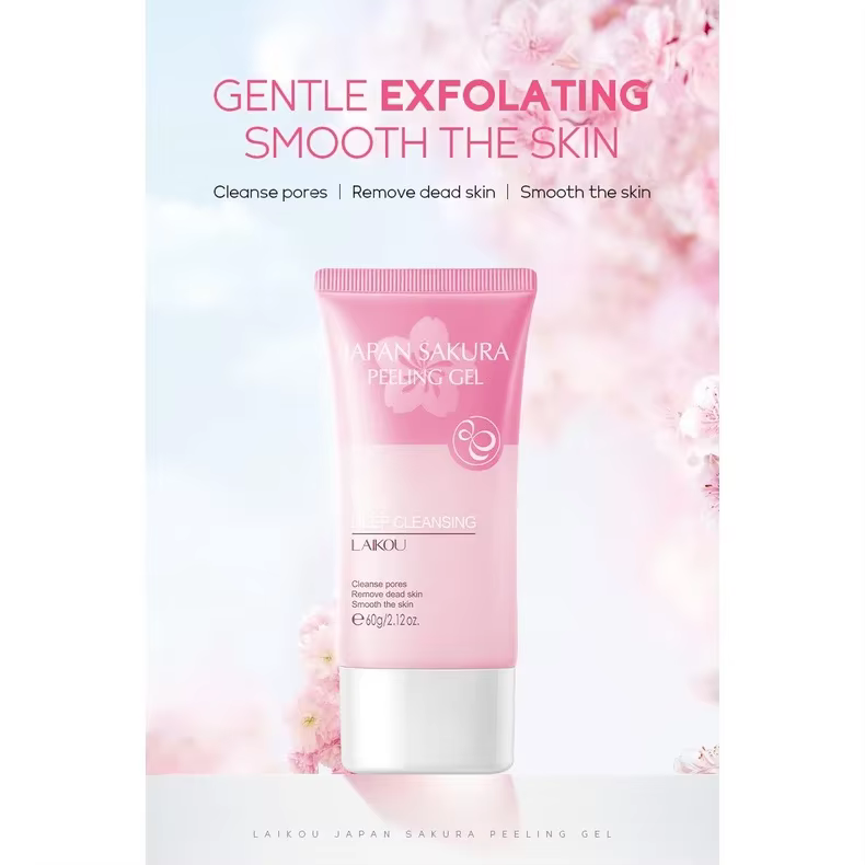 LAIKOU Sakura Peeling Gel Exfoliation du visage nettoie les Pores hydratant contrôle de l'huile 60g