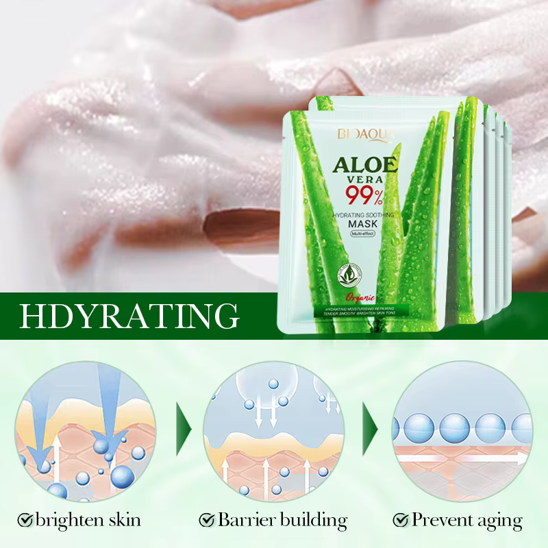 5/10 pièces BIOAQUA Aloe Vera masques faciaux hydratants peau apaisante blanchissant Anti-rides