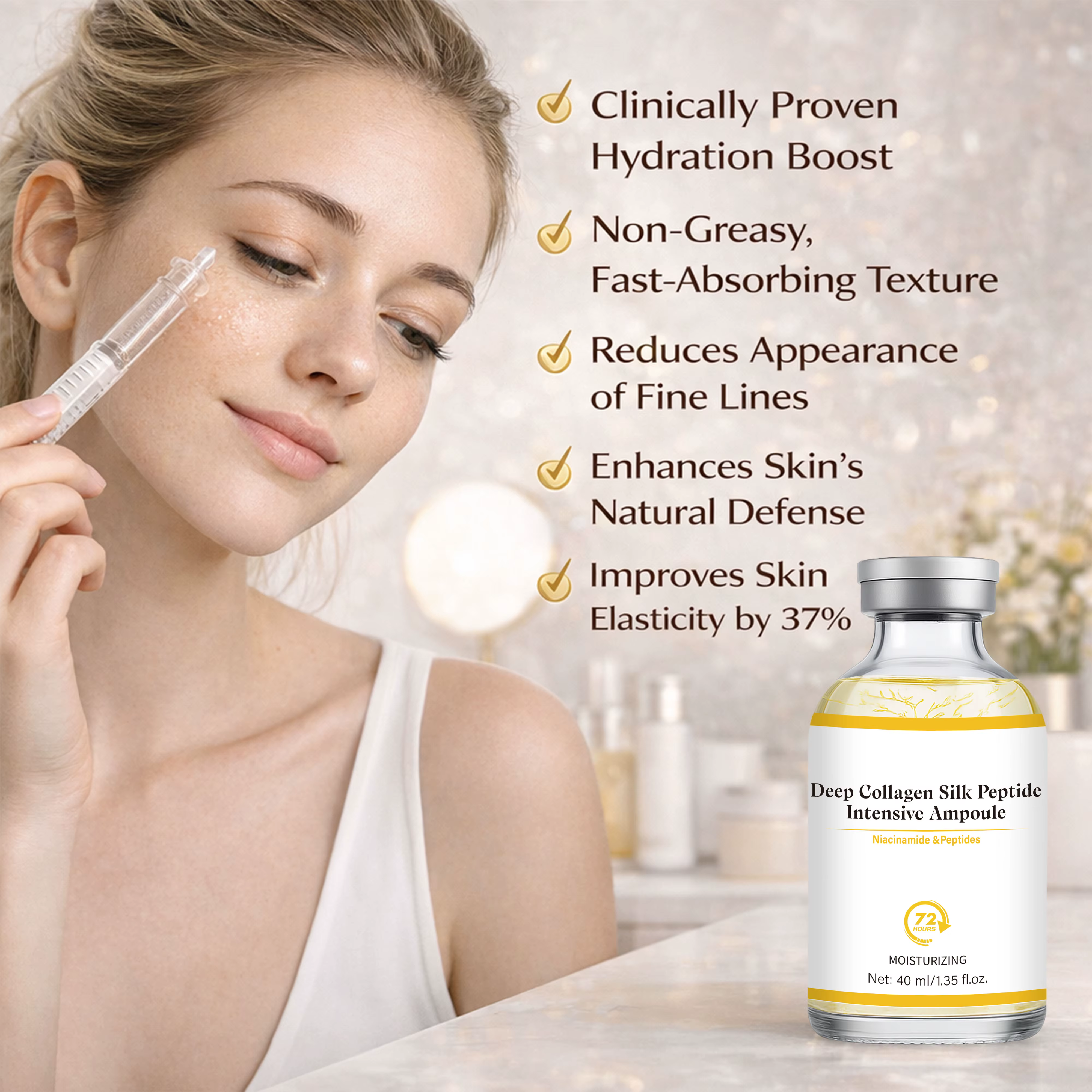 Ampoule intensive au collagène et peptides de soie