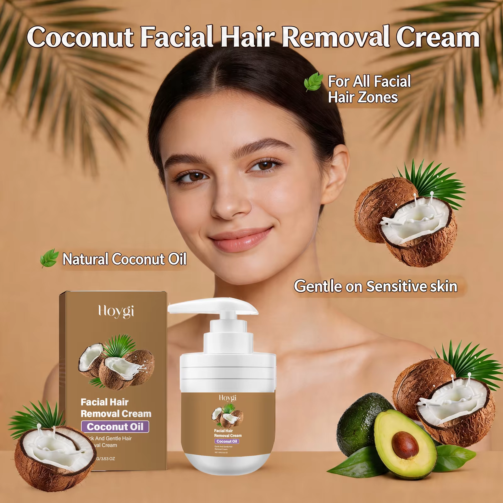 Crème dépilatoire à la noix de coco pour femmes et hommes