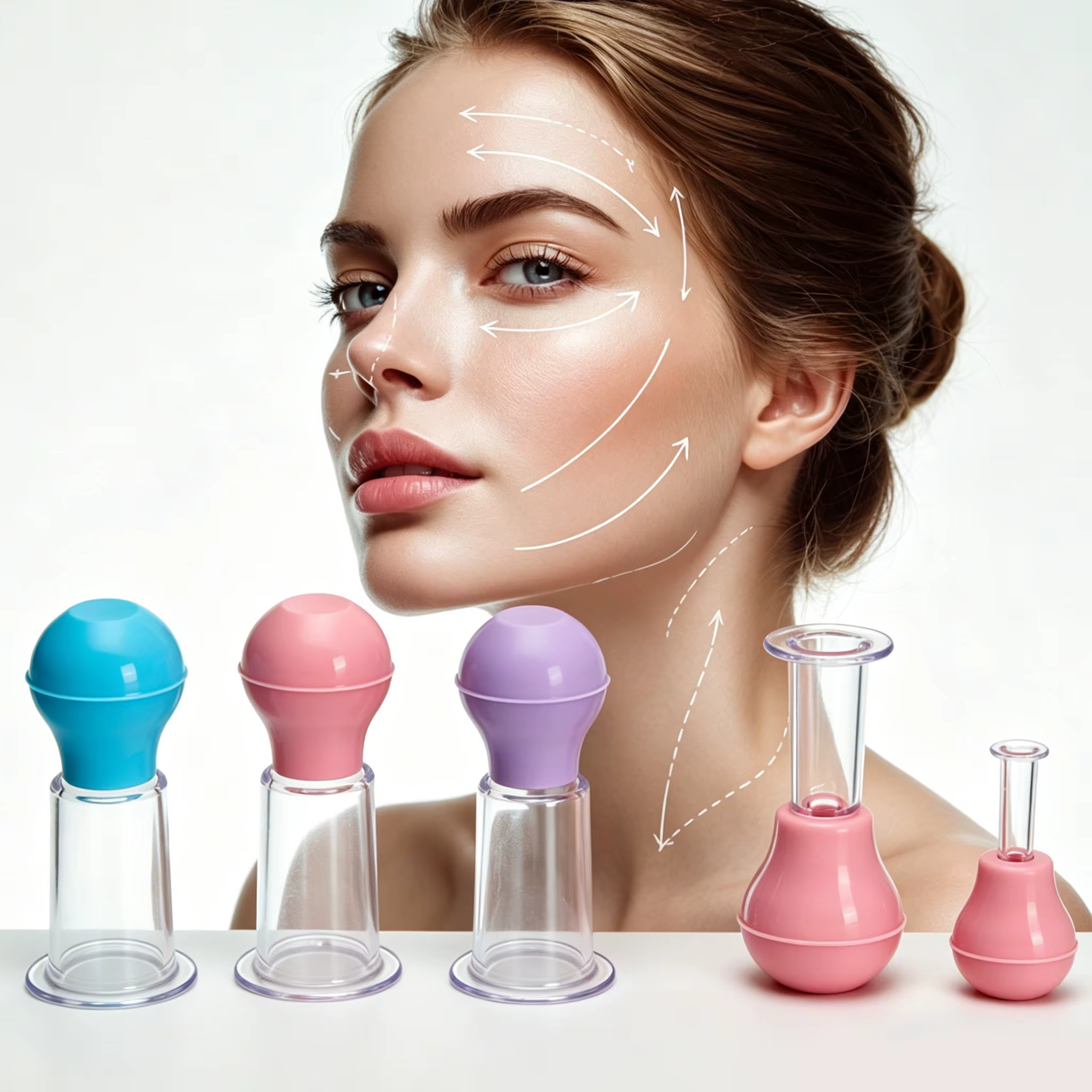 Ventouses de massage faciales en caoutchouc pour lifting du visage