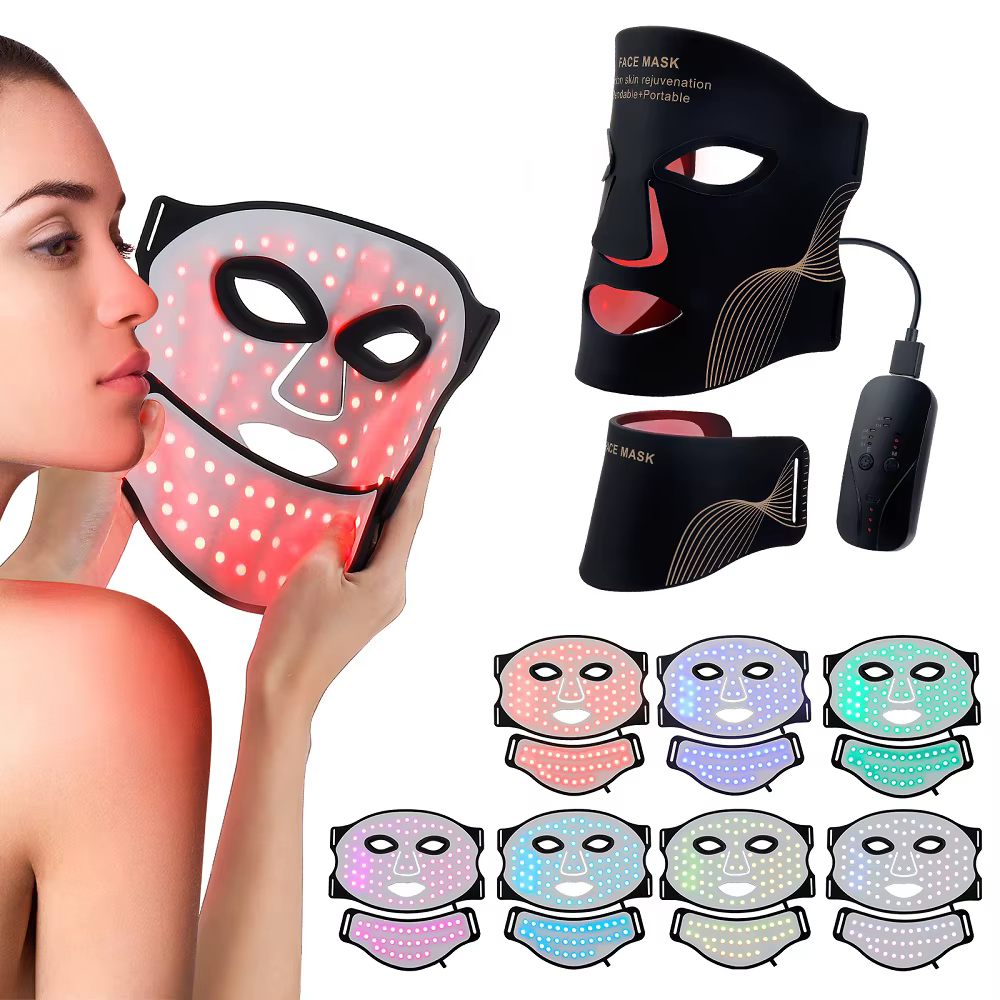 Masque facial LED sans fil avec cou 7 couleurs