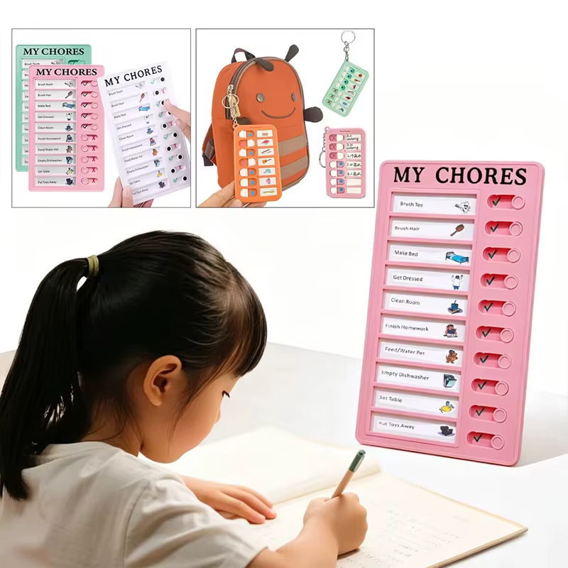 Tableau de tâches réutilisable pour liste de choses à faire, planificateur quotidien, tableau de mémos, tableau des tâches ménagères, carte de responsabilités et de comportement pour enfants, carte d'