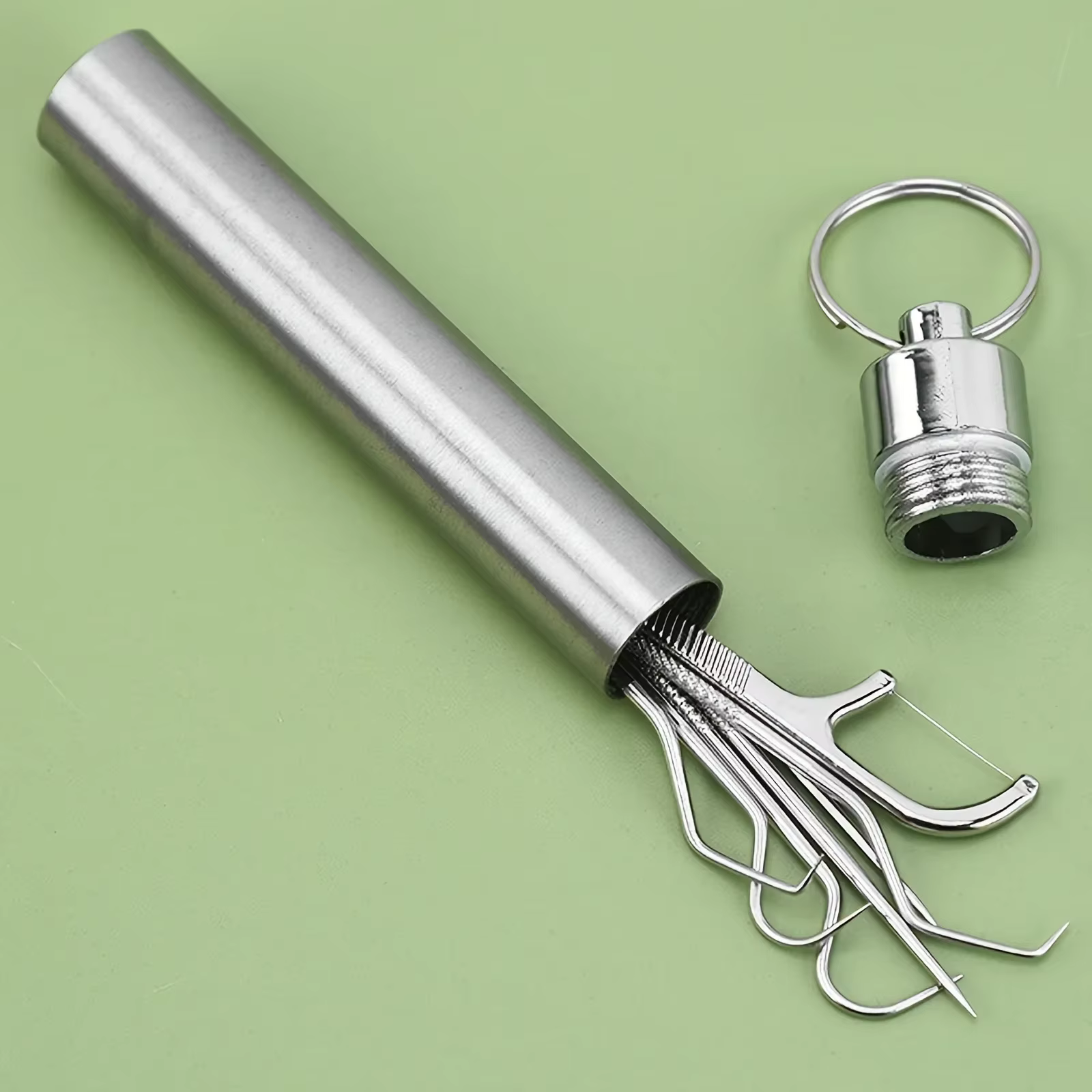 Ensemble de cure-dents réutilisables en acier inoxydable, fil dentaire, outil d'élimination du tartre, nettoyeur de dents Portable pour le nettoyage buccal des dents