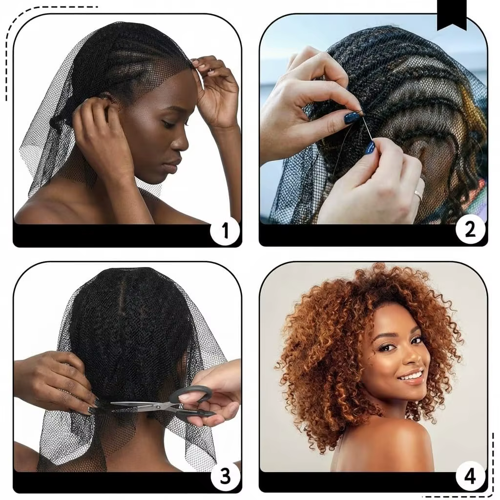 Filets à cheveux noirs pour femmes, en dentelle extensible, pour tissage de cheveux et postiches, disponibles en ligne