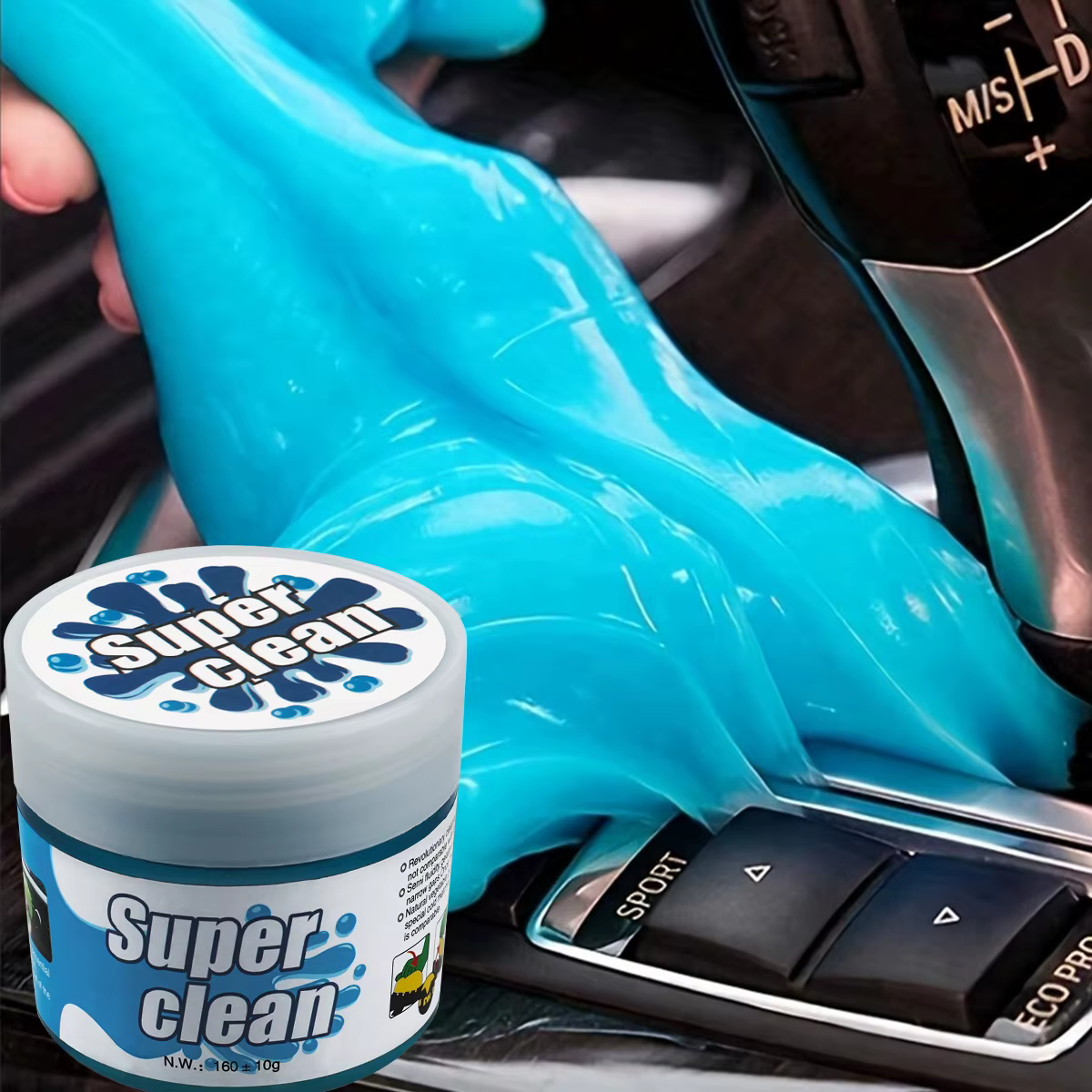 1 pièce 160g Gel de nettoyage multi-usages à grande capacité, adhésif doux pour voiture, nettoyant pour interstices et dépoussiérant pour l'élimination des saletés des aérations intérieures