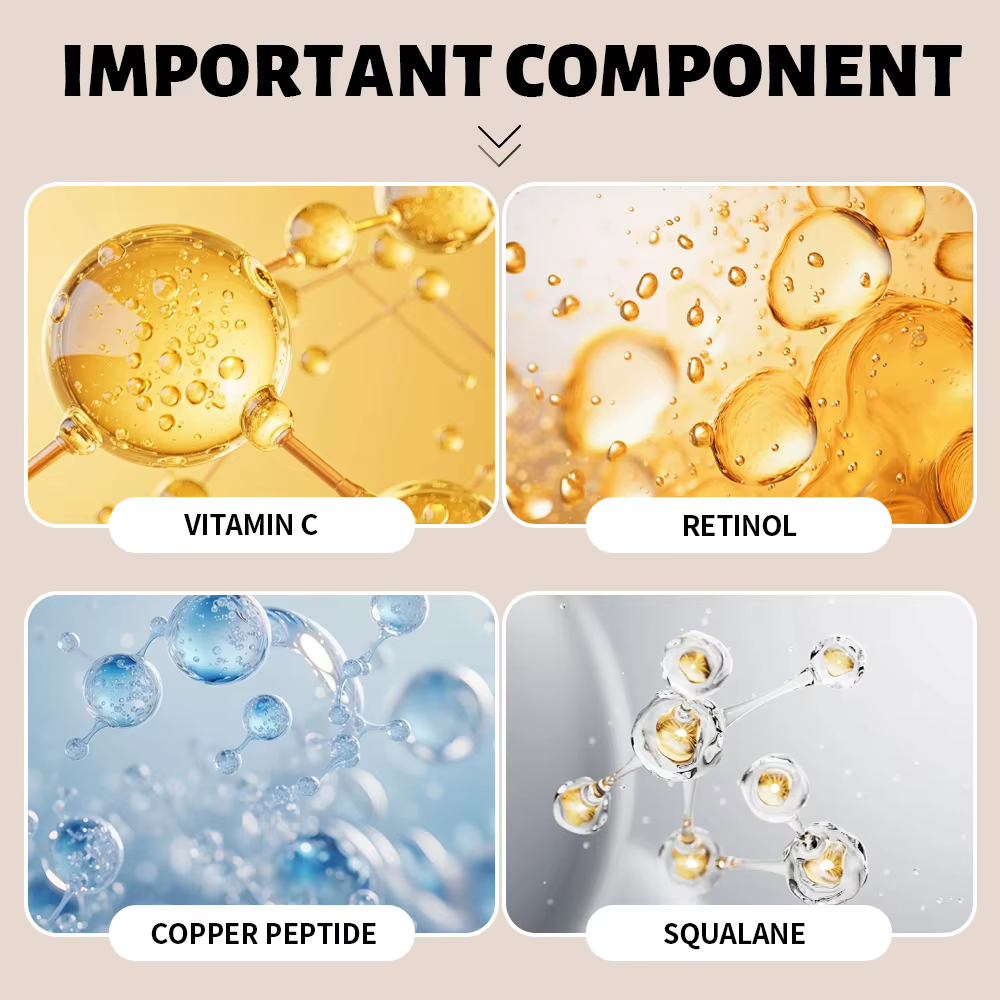Sérum repulpant au squalane et aux peptides de cuivre pour le visage - Hydratant raffermissant à l'acide hyaluronique