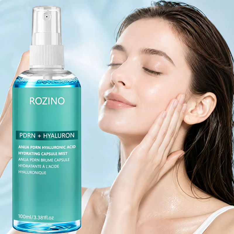 Nouvelle formule hydratante de luxe coréenne de Rozino, spray hydratant pour le visage à l'acide hyaluronique et au PDRN, contient un complexe luxueux d'essence réparatrice au PDRN et de multiples ing