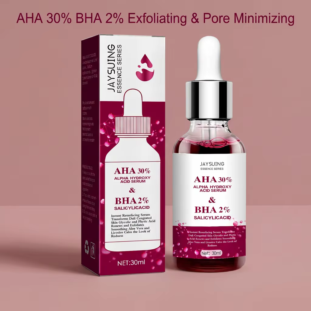 Sérum Resurfaçant 30% AHA BHA à l'Acide Glycolique – Purifie les Pores Obstrués, Lisse la Peau Terne, Apaise les Rougeurs à l'Aloe, Essence Exfoliante Douce