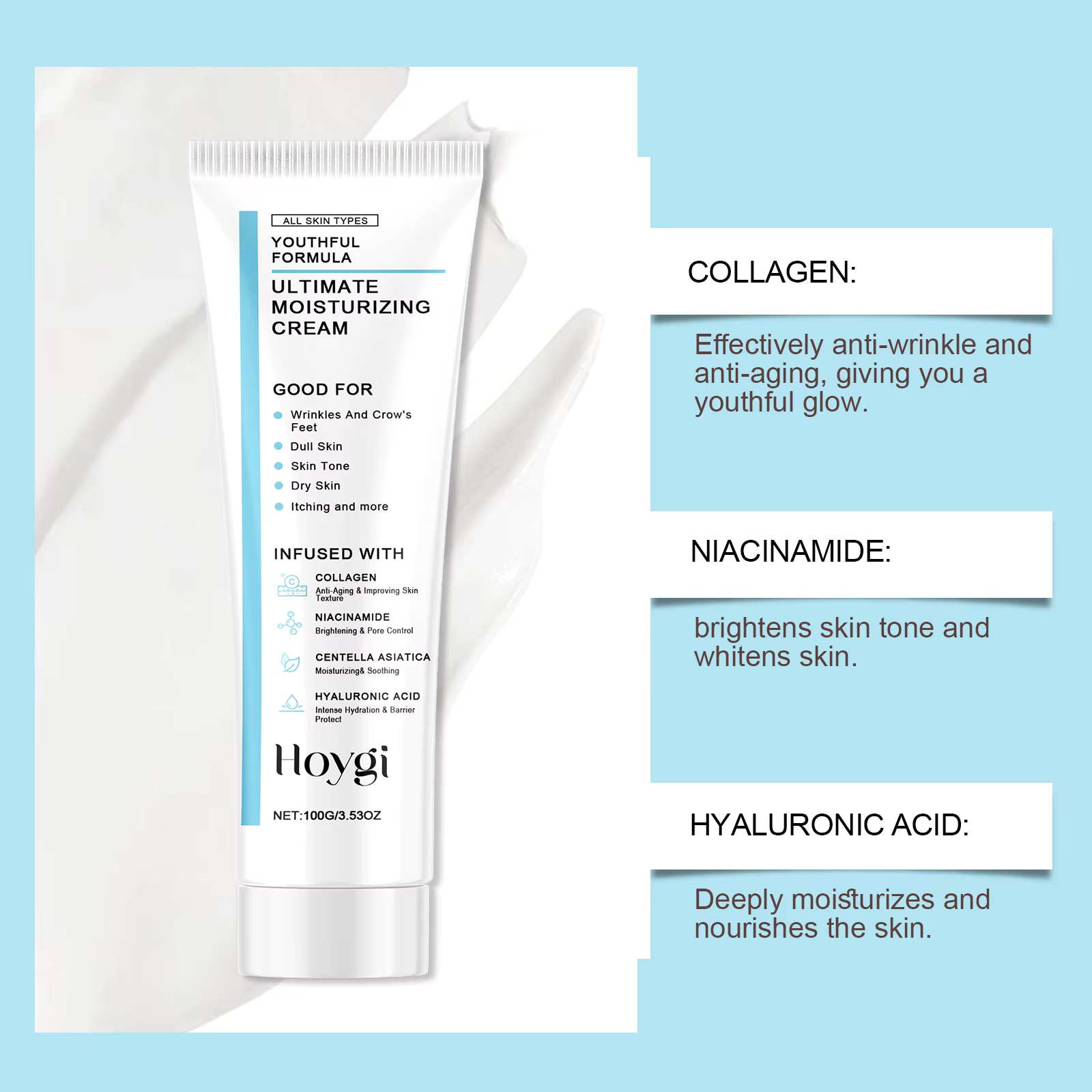 Centella crème hydratante acide hyaluronique