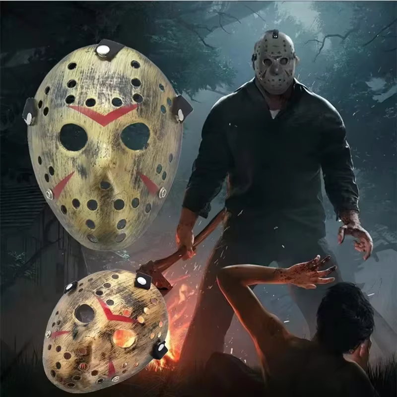 Masque de hockey d'Halloween de 24 cm, masque effrayant Jason Voorhees de la série Friday the 13th, masque de cosplay pour adultes pour fête d'Halloween