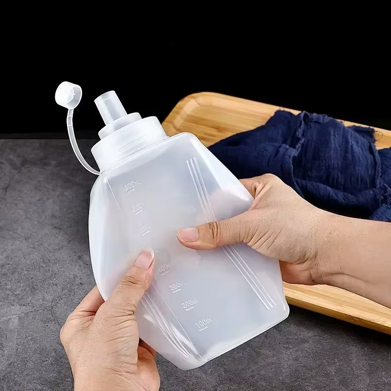 Bouteille de sauce en plastique à large ouverture, pour confiture, salade, assaisonnement, vinaigre, ketchup, sauce, gadgets de cuisine, distributeur d'assaisonnement
