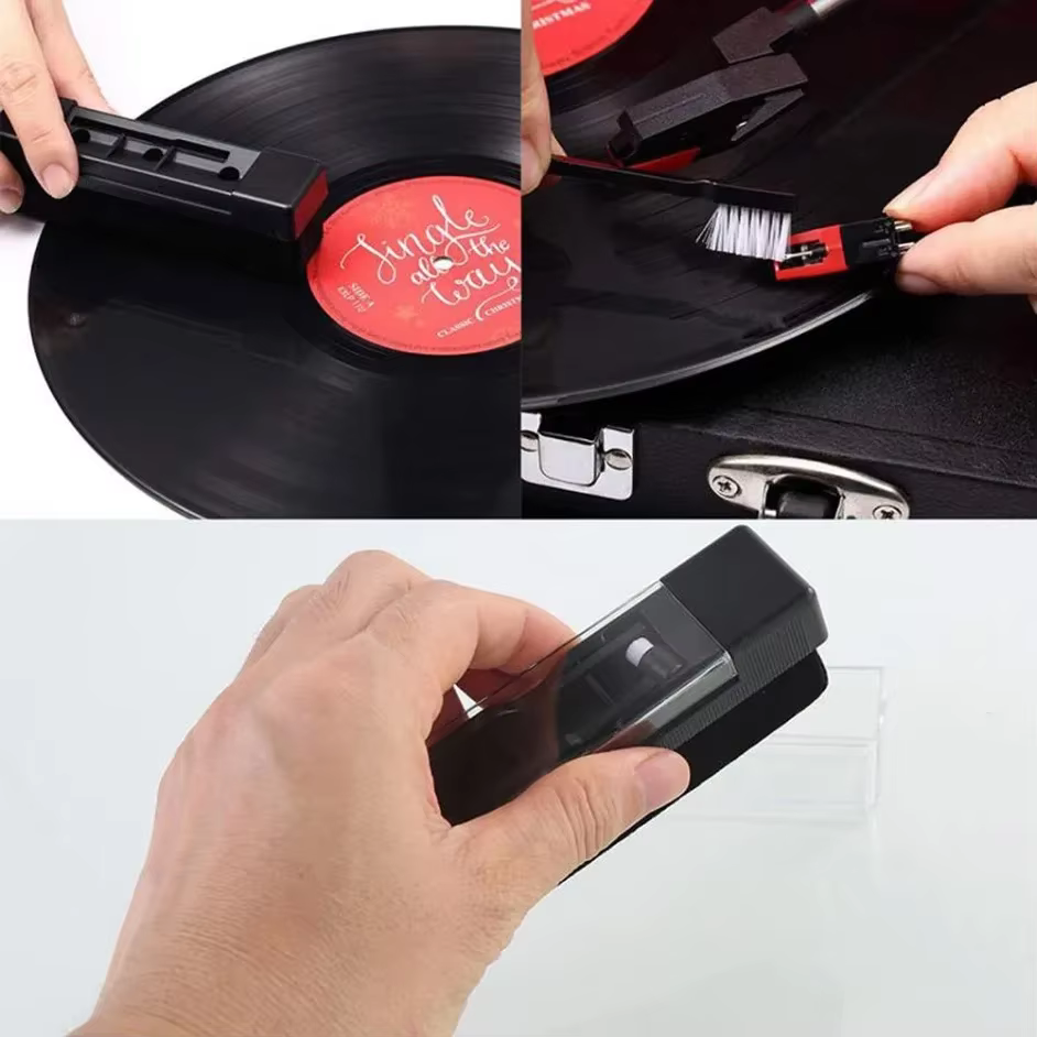 Kit de nettoyage de disques vinyles, brosse anti-poussière, antistatique pour tourne-disques LP