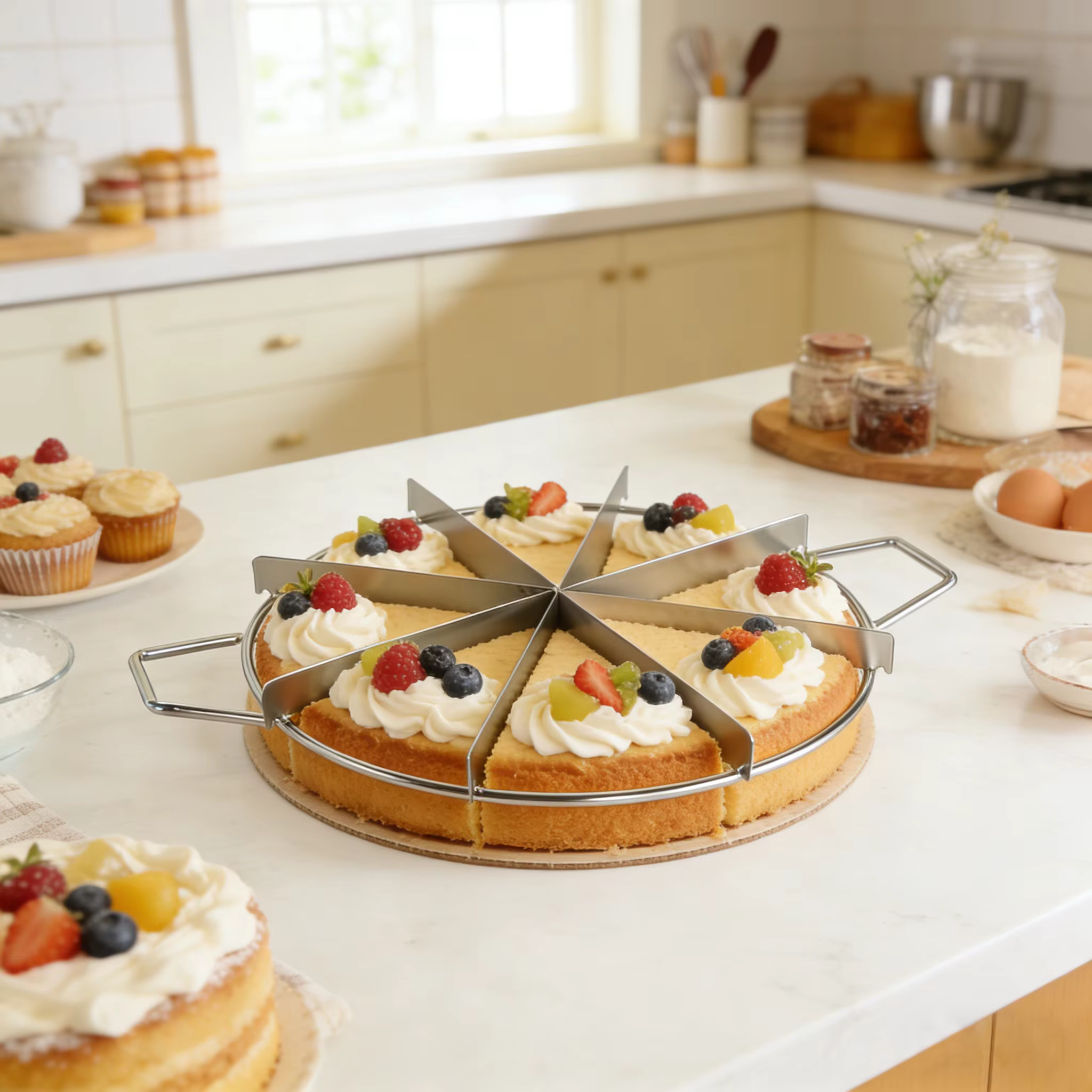 Coupe-gâteau et trancheuse en acier inoxydable, 4 à 10 pièces, trancheuse à pâtisserie, trancheuse à pizza et à tarte, outils de portionnement de cuisine pour une découpe uniforme