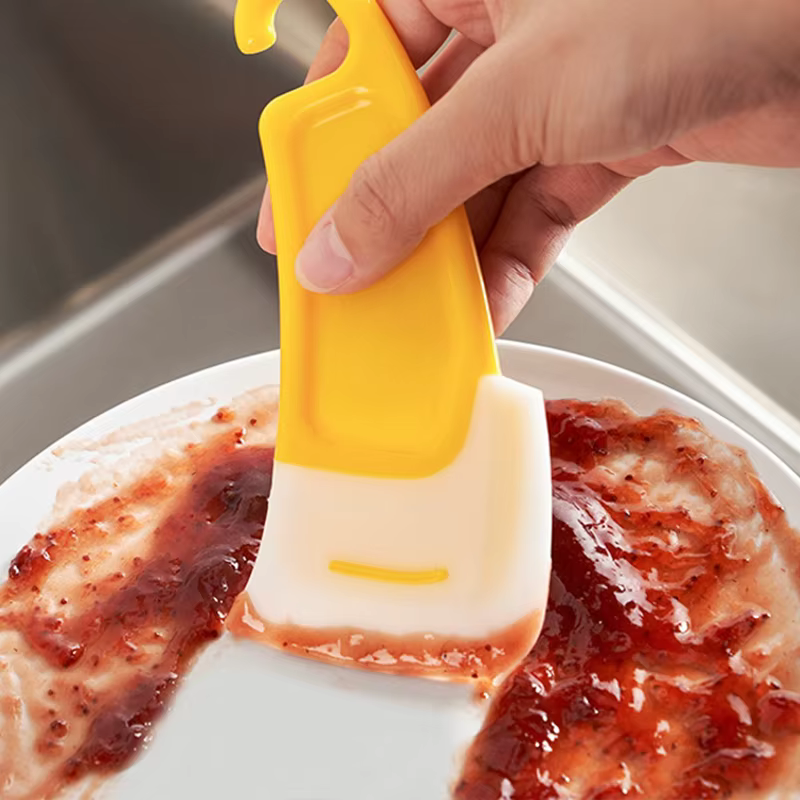 Spatule en silicone pour résidus alimentaires, grattoir à gâteau, cuisson, livres de cuisine, casserole SAF, plat à huile, brosse propre, lame souple