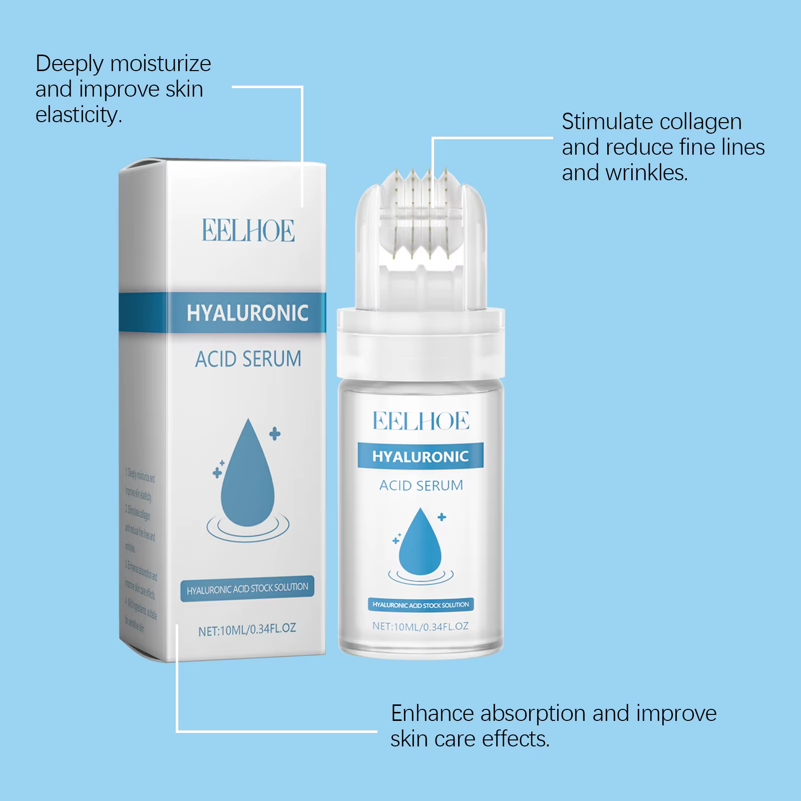 Sérum à l'acide hyaluronique avec micro-rouleau à micro-aiguilles de 0
