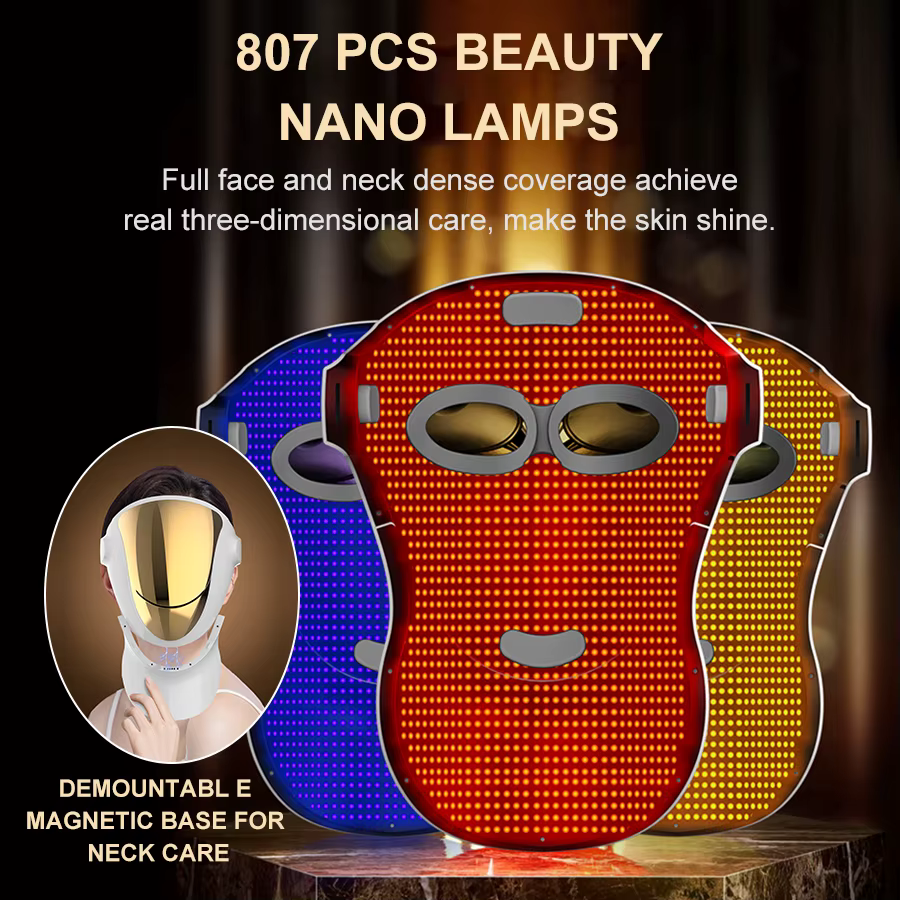 NIR LED masque Facial thérapie par la lumière rouge respirant 3 couleurs 807 lampe Anti-âge traitement de l'acné