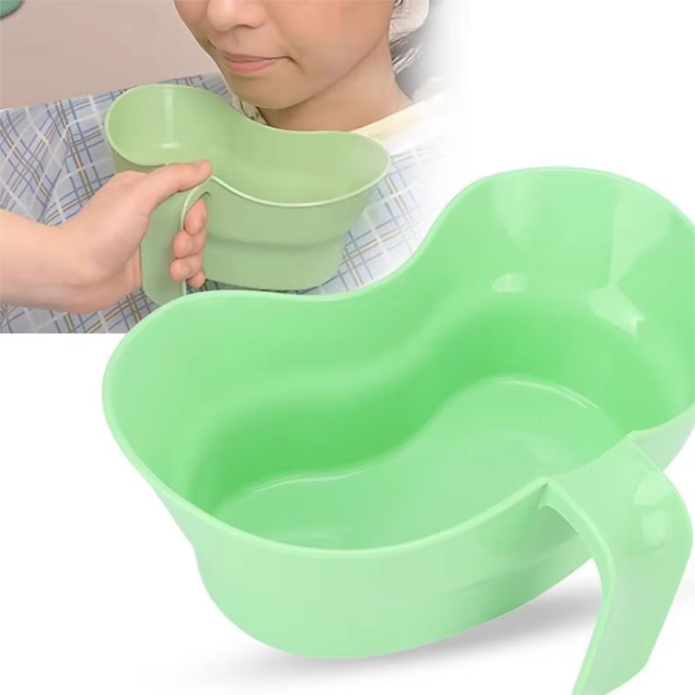 Bassin à vomir en plastique pratique avec poignée, facile à nettoyer, gobelet à rince-bouche, bassin anti-fuite pour soins aux patients