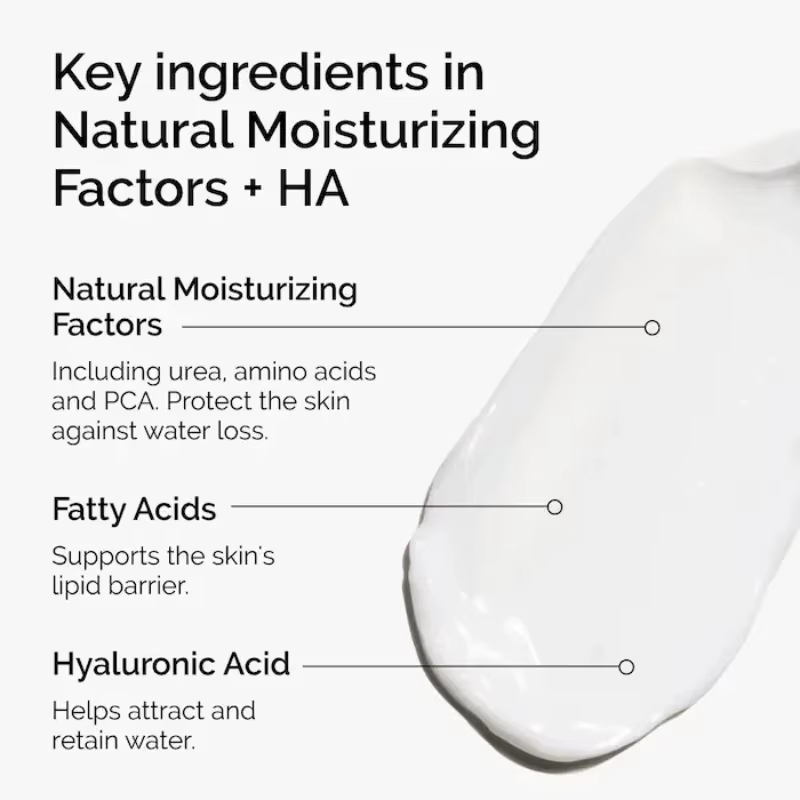Facteurs hydratants naturels + Acide hyaluronique 100ml Crème hydratante avec acides aminés Hydrate et protège les lipides cutanés