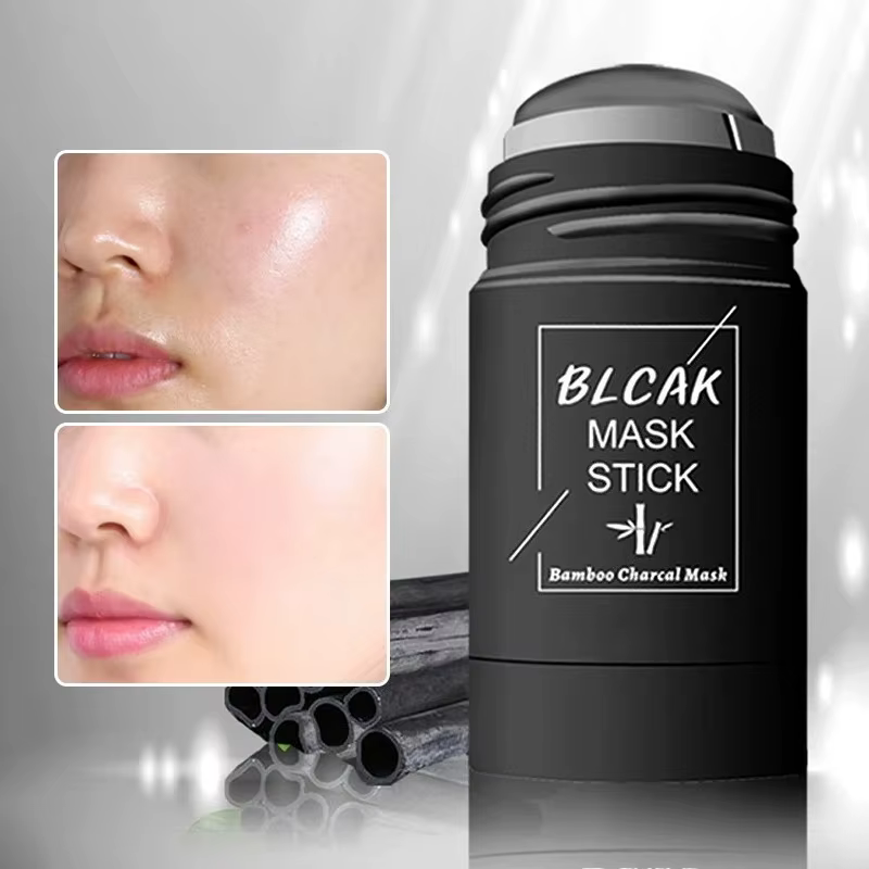 Masque facial solide bâton thé vert miel pêche nettoyage des pores hydratant Long charbon d'aubergine Film de boue
