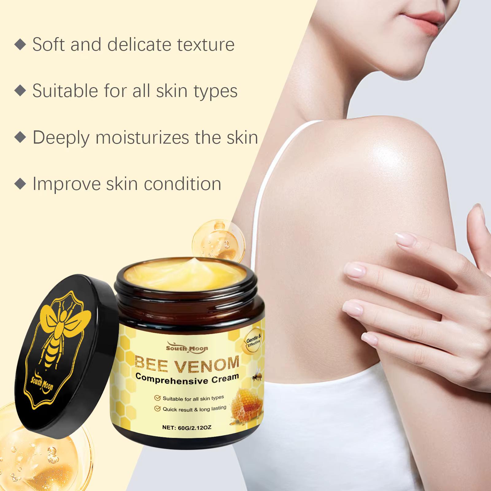 Crème hydratante pour la peau au venin d'abeille