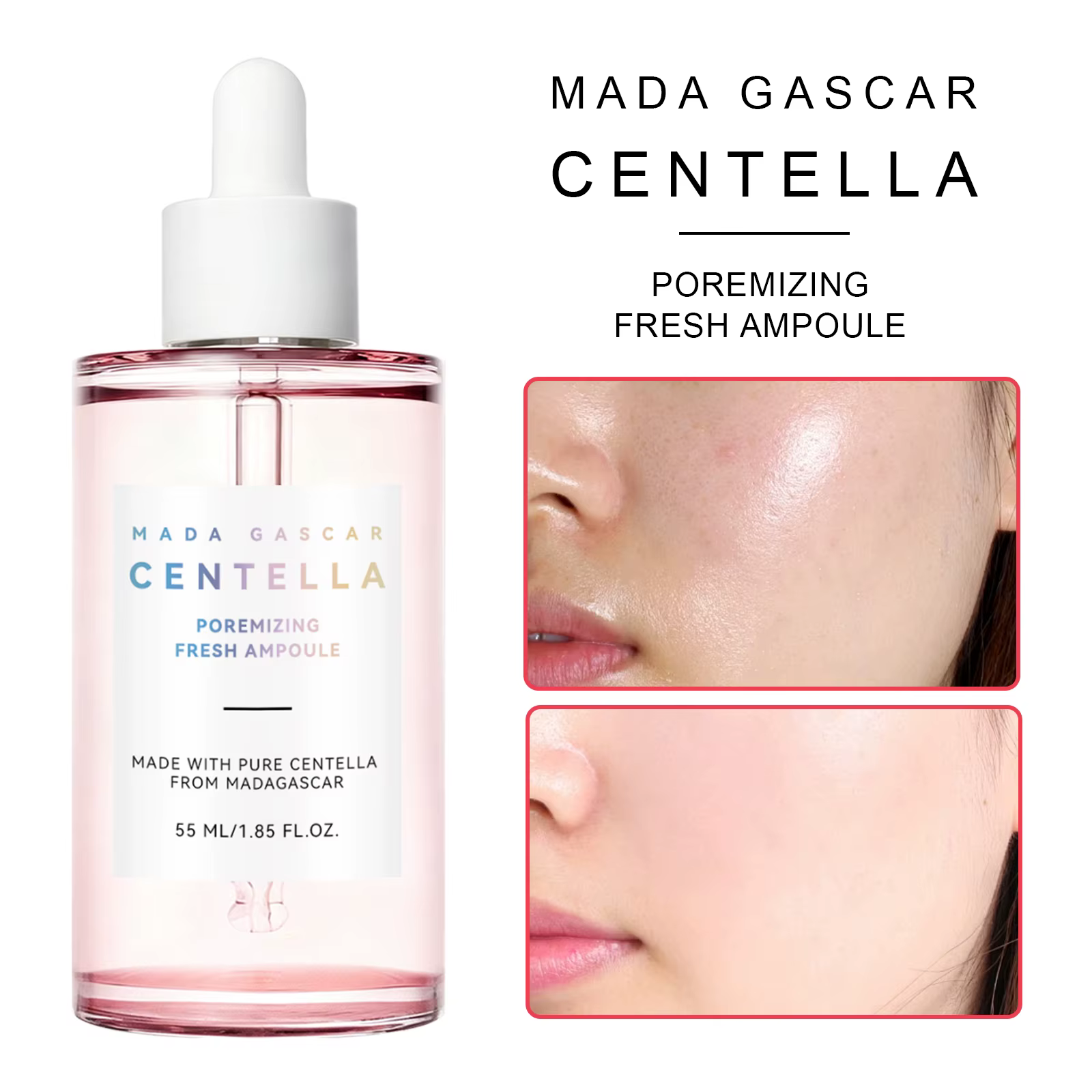 Sérum Éclaircissant à la Centella et au Niacinamide 55ml - Ampoule Hydratante qui Apaise le Teint Inégal et Booste