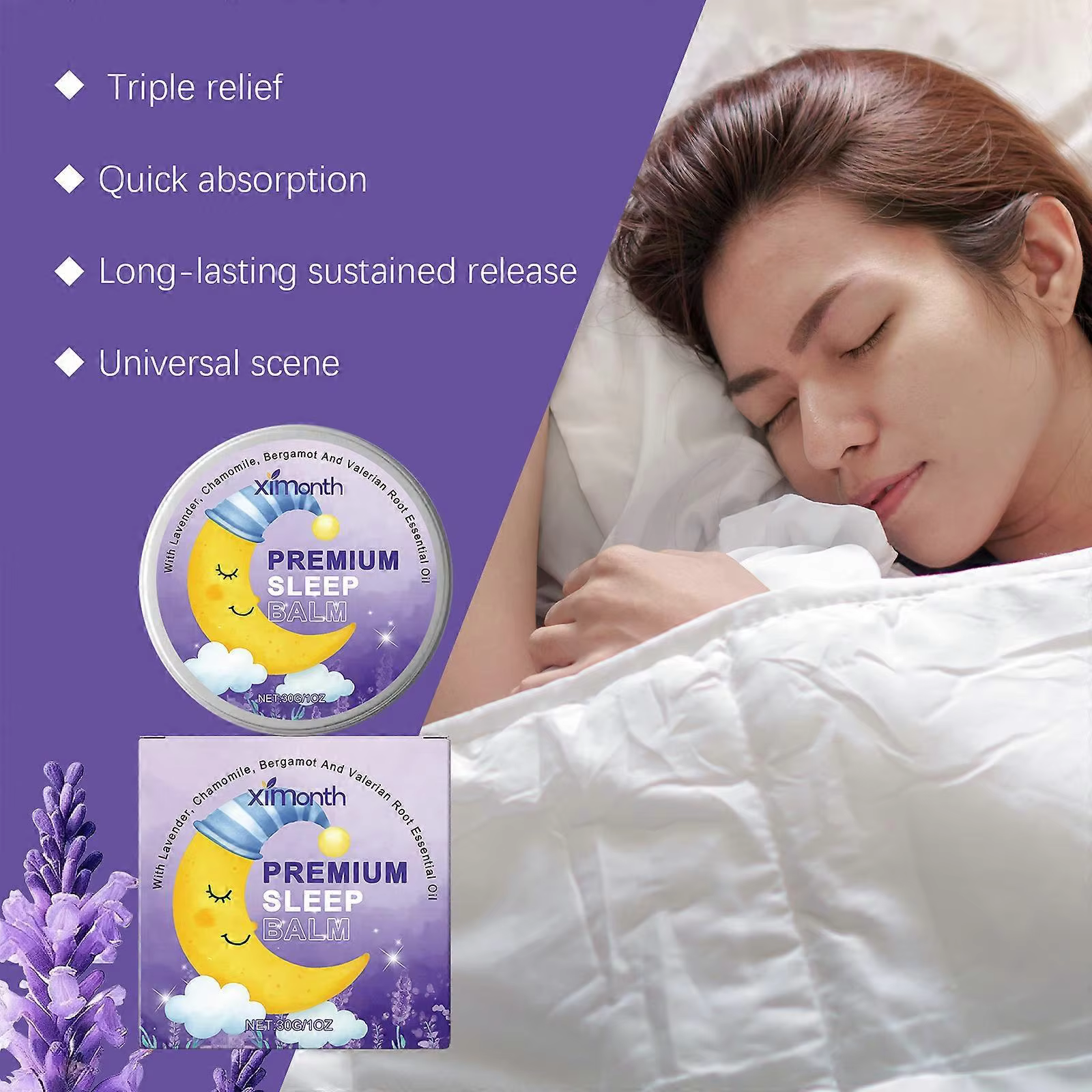 Baume de Sommeil Premium 30g – Formule Naturelle Lavande & Camomille