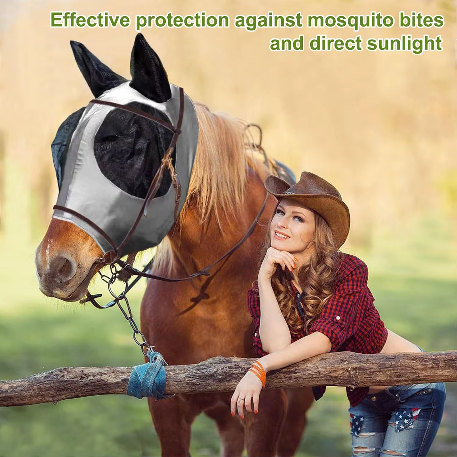 Masque anti-mouches pour chevaux avec oreilles, en Lycra extensible, protection UV, masque intégral, anti-moustiques, maille respirante, protection estivale pour équidés
