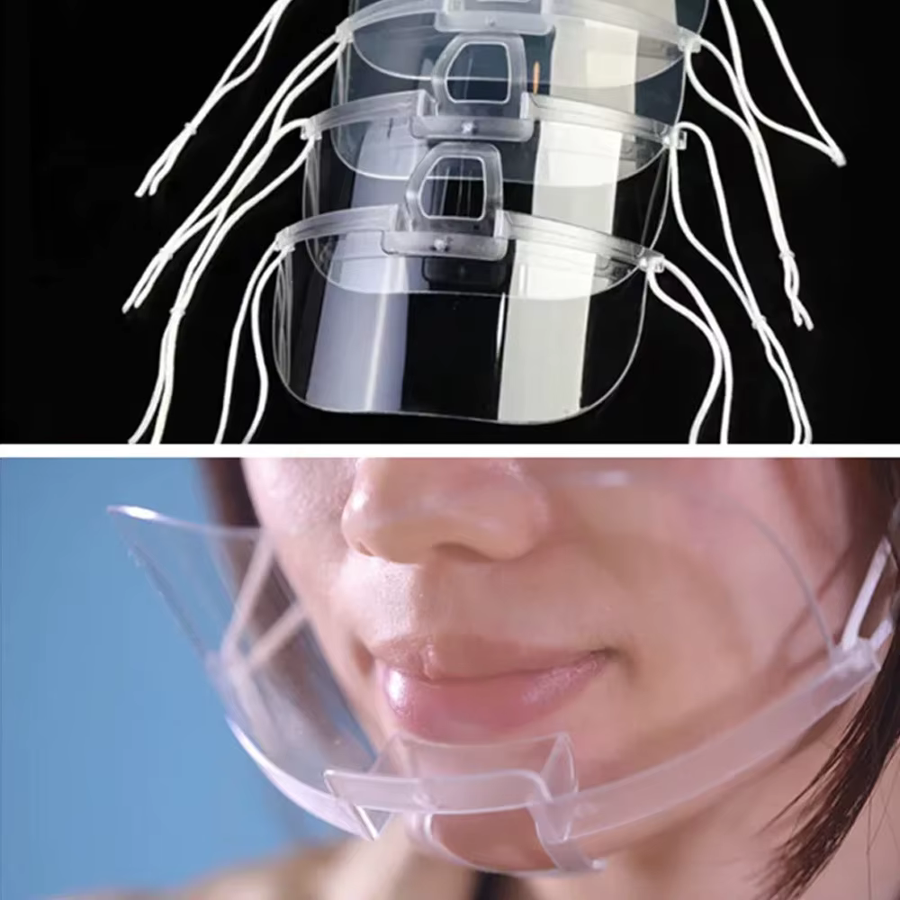 Masque de restauration en plastique transparent, 10/50/100 pièces, masque de protection pour serveur de Chef de beauté d'hôtel, masque anti-éclaboussures Visible réutilisable, couverture buccale