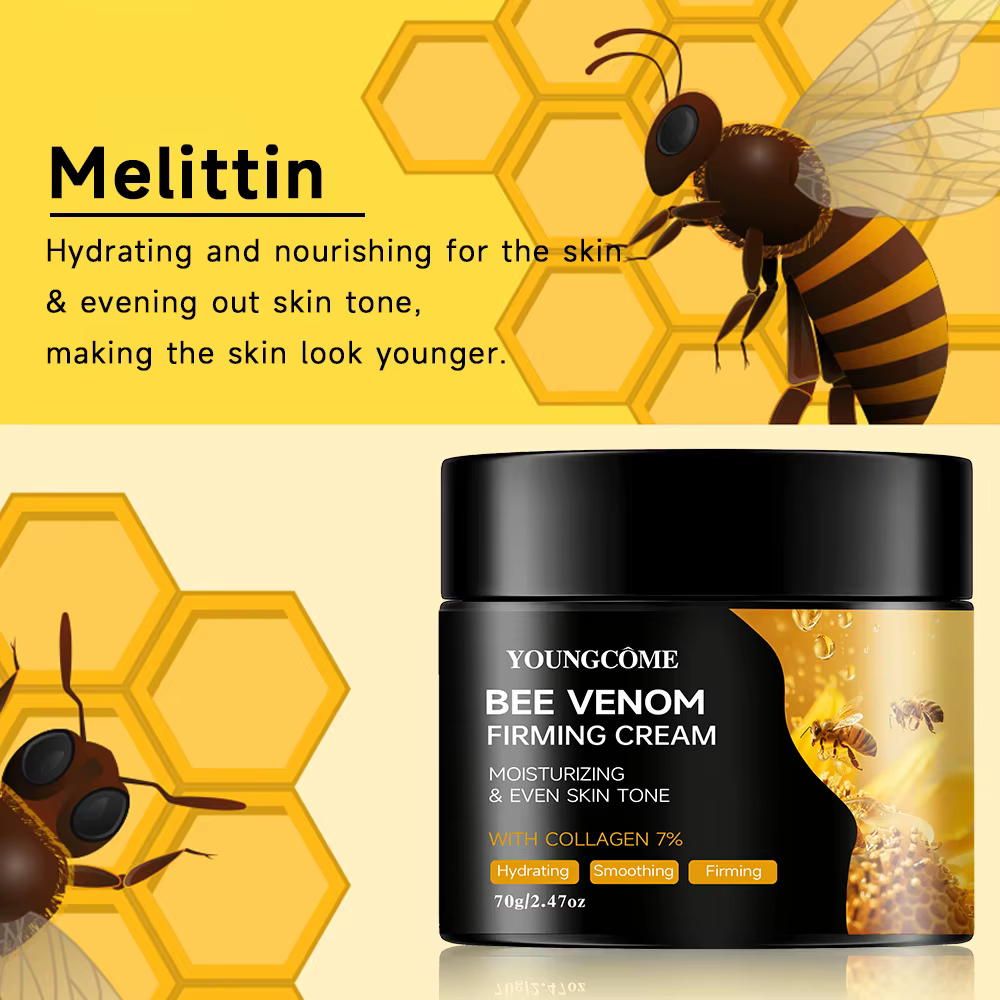 Crème Premium au Venin d'Abeille Visage et Cou – Boost de Collagène, Raffermissante, Liftante, Hydratante Naturelle, Non Grasse, Soin Doux et Amélioré