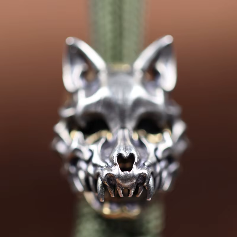 Modules de masque de visage de loup ouvrables, tête de squelette, perles de couteau en laiton, paracorde tissée bricolage, lanière d'extérieur, accessoires de moto, breloques punk, EDC