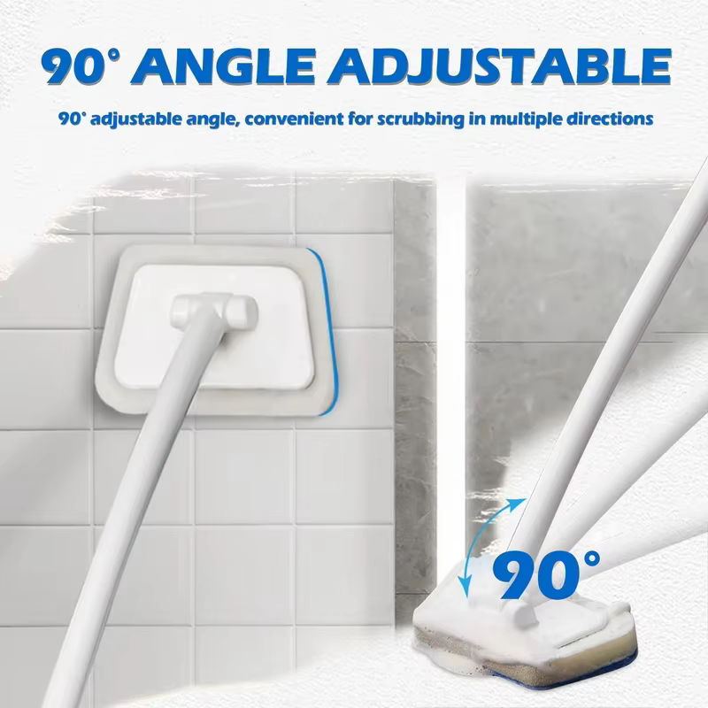 Brosse de nettoyage d'éponge de salle de bain, outil multifonctionnel, brosses de baignoire amovibles à Long manche pour sol domestique, brosse pour carrelage en céramique