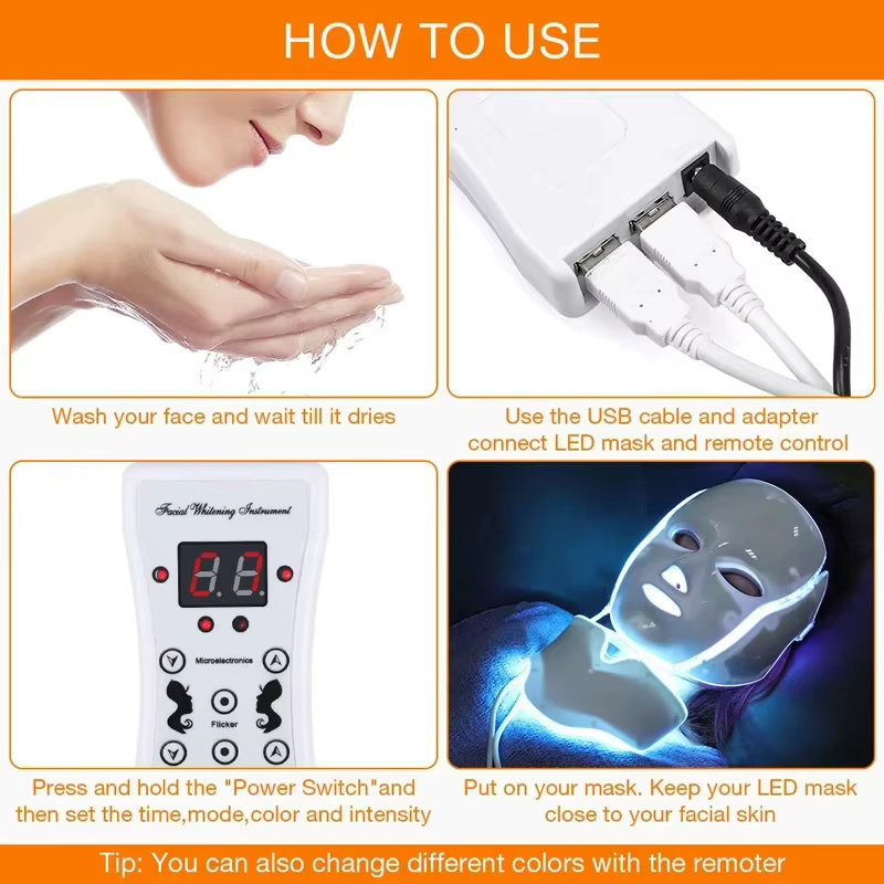 Masque LED pour le visage et le cou