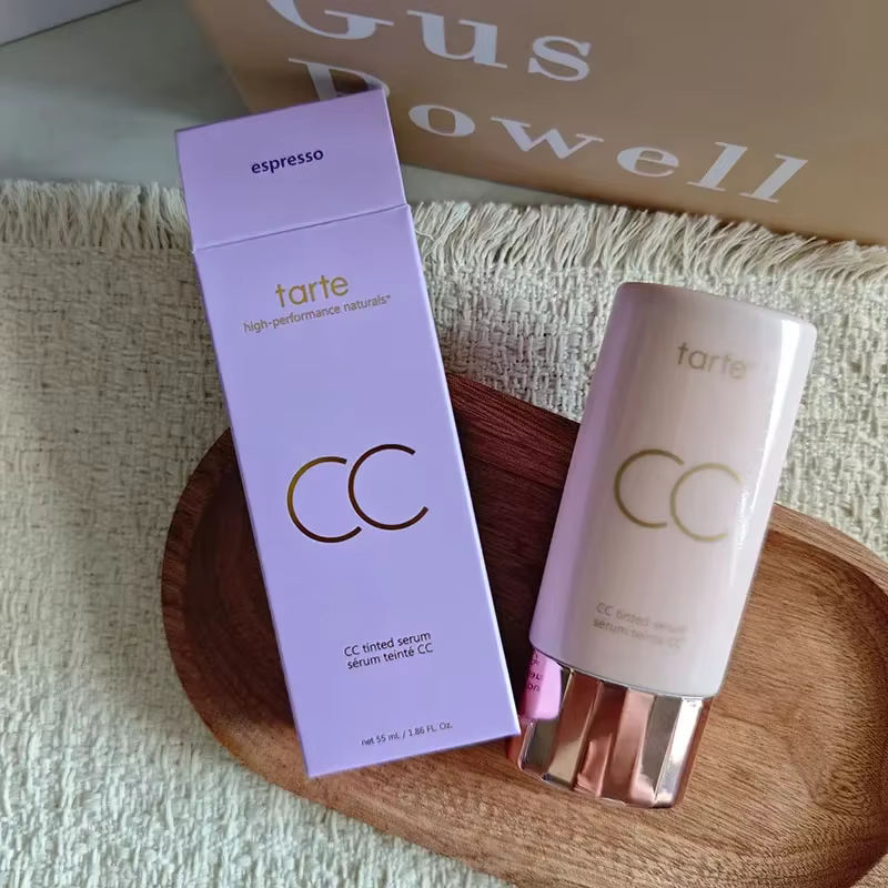 Sérum teinté correcteur de couleur Tarte Brand CC, sérum teinté auto-adaptateur de teint, fond de teint couvrant longue tenue, maquillage nude naturel