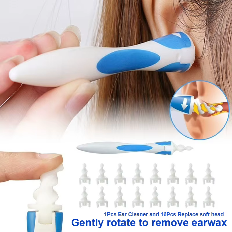 Nouvel outil de nettoyage d'oreilles en silicone en spirale, kit de nettoyage d'oreilles pratique et sûr, outil spécialisé pour le nettoyage rotatif des canaux auditifs à domicile