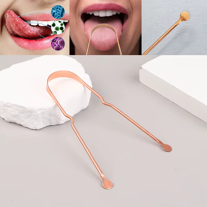 Grattoir à langue en cuivre pur, nettoyeur de langue en cuivre, grattoirs à langue portables, outils de nettoyage buccal